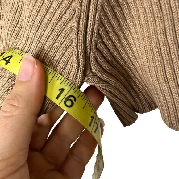 Vintage 90s Brown Ribbed Collared Short Waist Short Sleeve Top Small - Picture 5 of 5